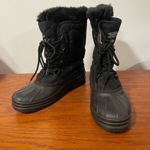 NWOT Womens 6 Arctic Cat Black Faux Fur Winter Snow Boots Duck Boots Waterproof